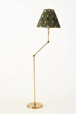 Lee Ruched Articulating Printed Shade Brass Floor Lamp product