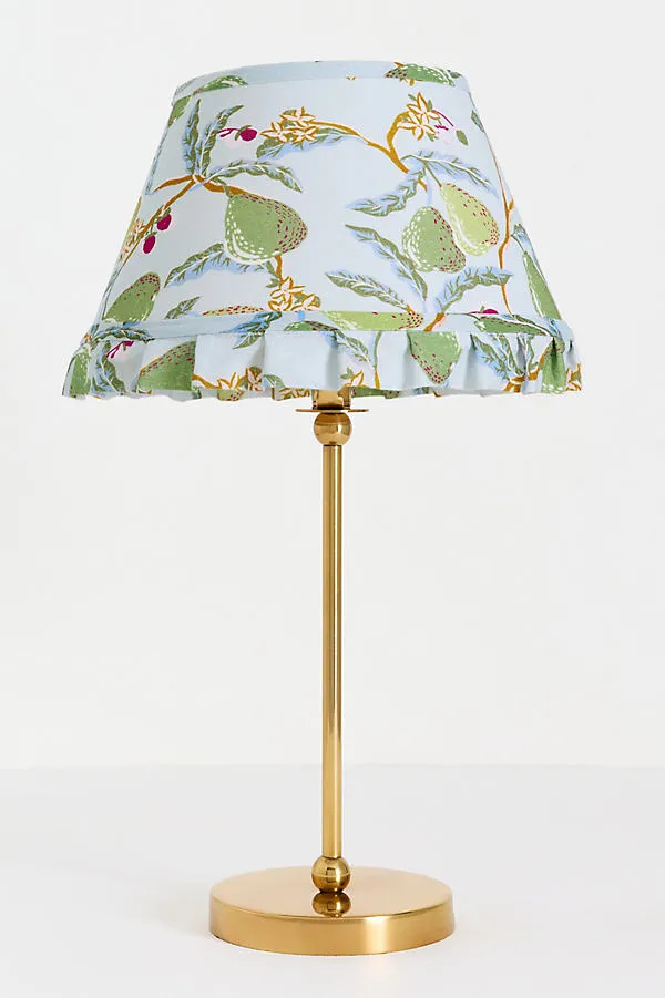 Lee Ruffle Printed Shade Table Lamp - Blue, Cotton product