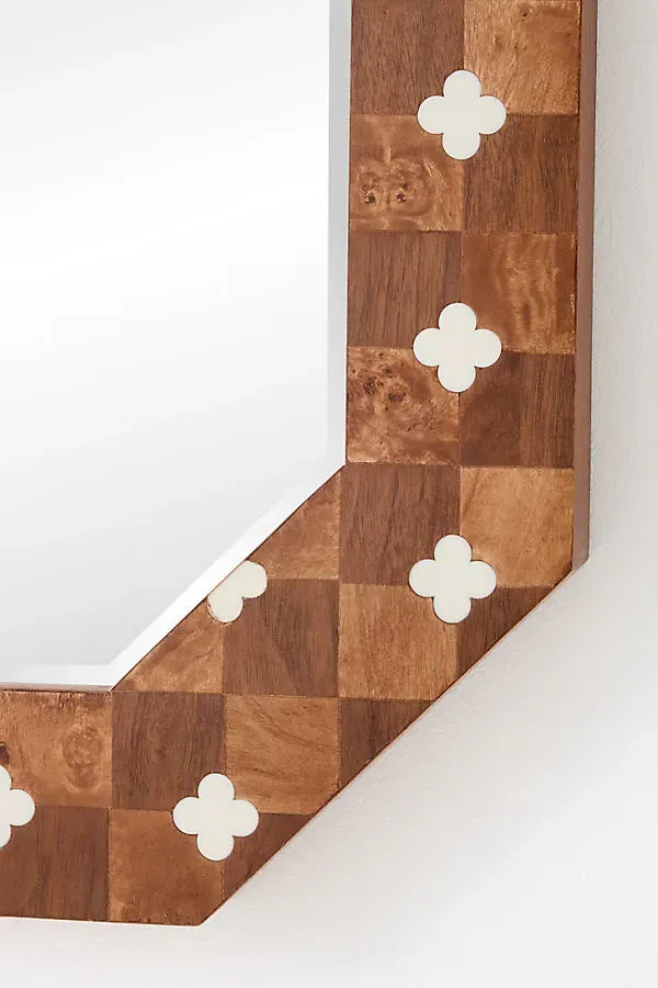 Leigh Burl Wood Inlay Wall Mirror - Brown product
