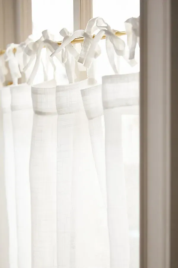 Lena Sheer Woven Café Curtains Set of 2 - White, Polyester product