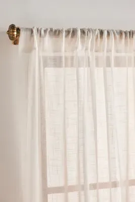 Lena Sheer Woven Curtain - White, Polyester product