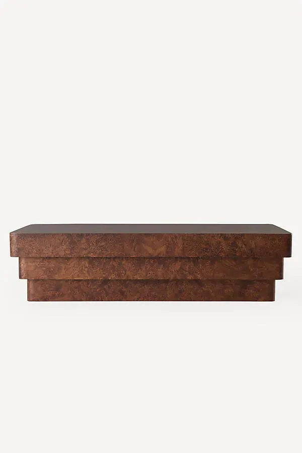 Leonne Rectangle Coffee Table - Brown, Burl Wood by Anthropologie