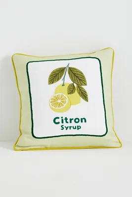 Les Fruits Embroidered Pillow - Yellow, Cotton product