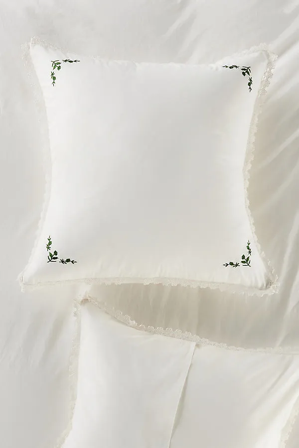 Leslie Floral Embroidered Euro Sham - Beige, Cotton Percale product