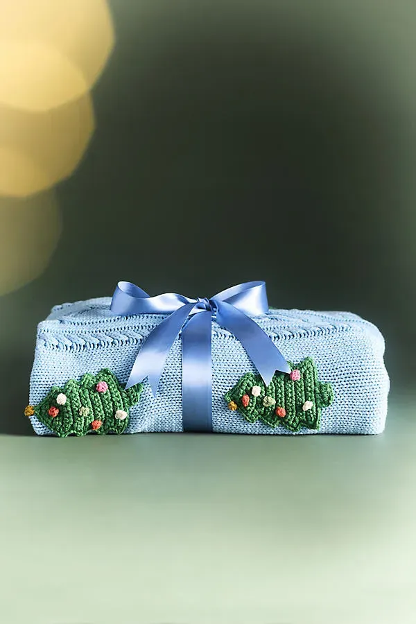Lillian Knit Icon Throw Blanket - Blue, Cotton product