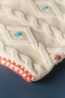 Lillian Knit Icon Throw Blanket - Ivory, Cotton by Anthropologie, alternate view