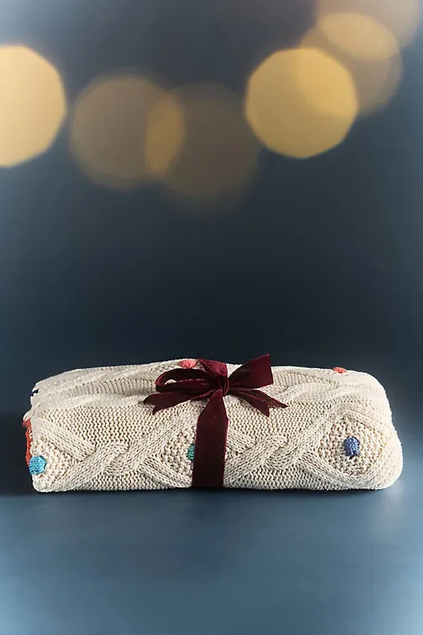 Lillian Knit Icon Throw Blanket - Ivory, Cotton by Anthropologie