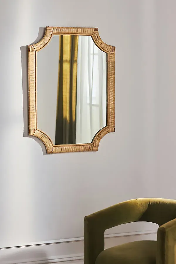 Lina Rattan Mirror - Gold product