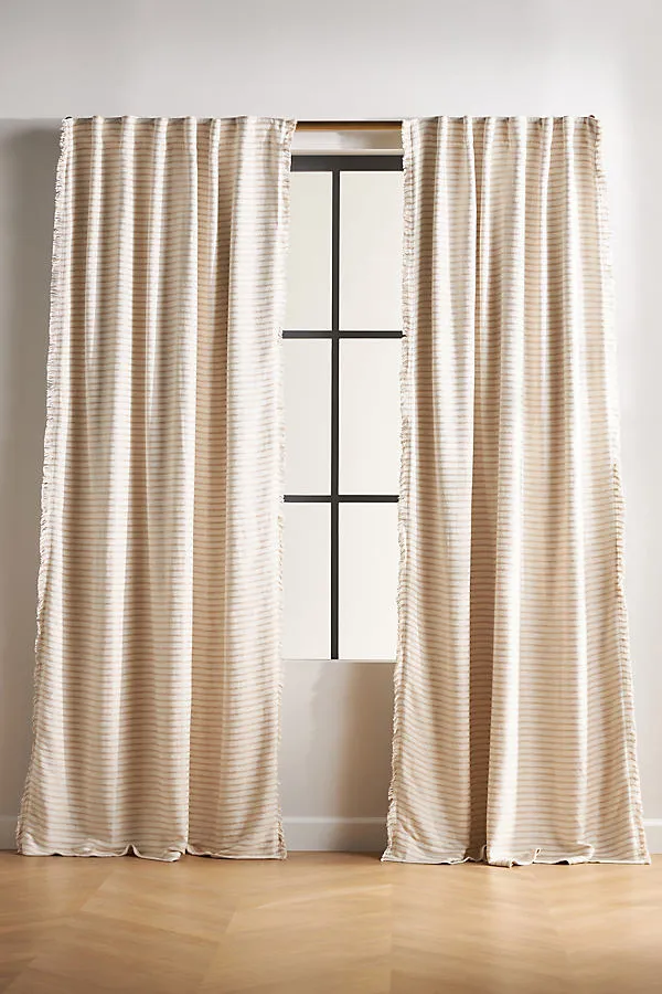 Linen Blend Woven Blackout Curtain - Beige, Polyester/Linen by Anthropologie