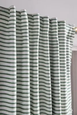 Linen Blend Woven Blackout Curtain - Green, Polyester/Linen product