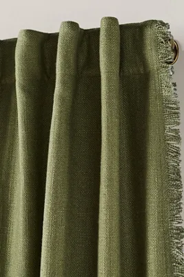 Linen Blend Woven Blackout Curtain - Green, Polyester/Linen by Anthropologie, image 2