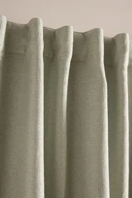 Linen Blend Woven Blackout Curtain - Green, Polyester/Linen by Anthropologie, image 2