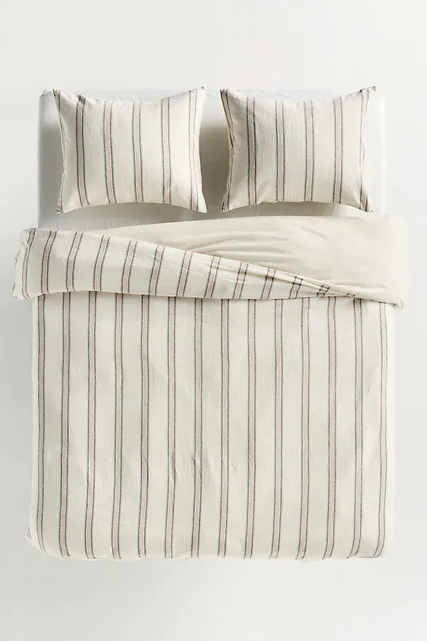 Linen Cotton Yarn Dyed Queen Size Duvet Cover - Green product