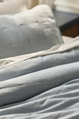Linen Cotton Yarn Dyed Queen Size Quilt - Blue alternate view