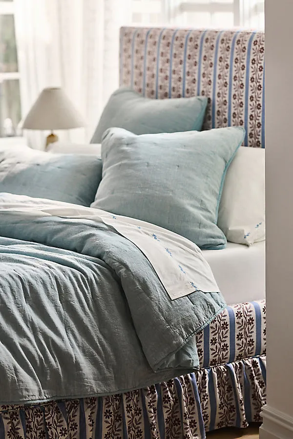 Linen Cotton Yarn Dyed Queen Size Quilt - Blue product