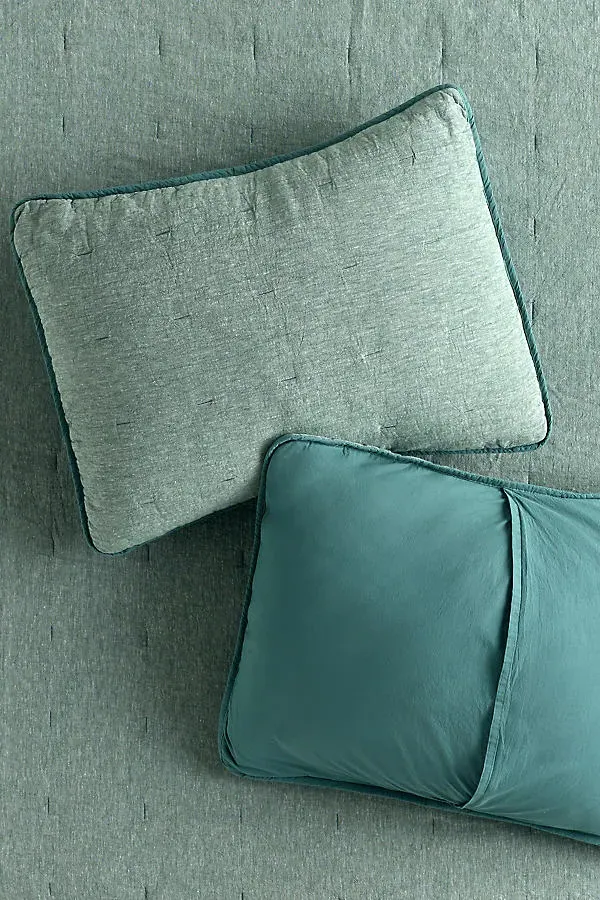 Linen Cotton Yarn Dyed Quilted Shams Set of 2 - King by Anthropologie