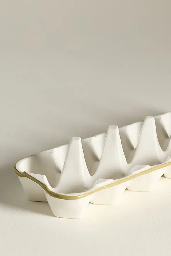 Linnea Ceramic Egg Crate - White by Anthropologie, alternate view