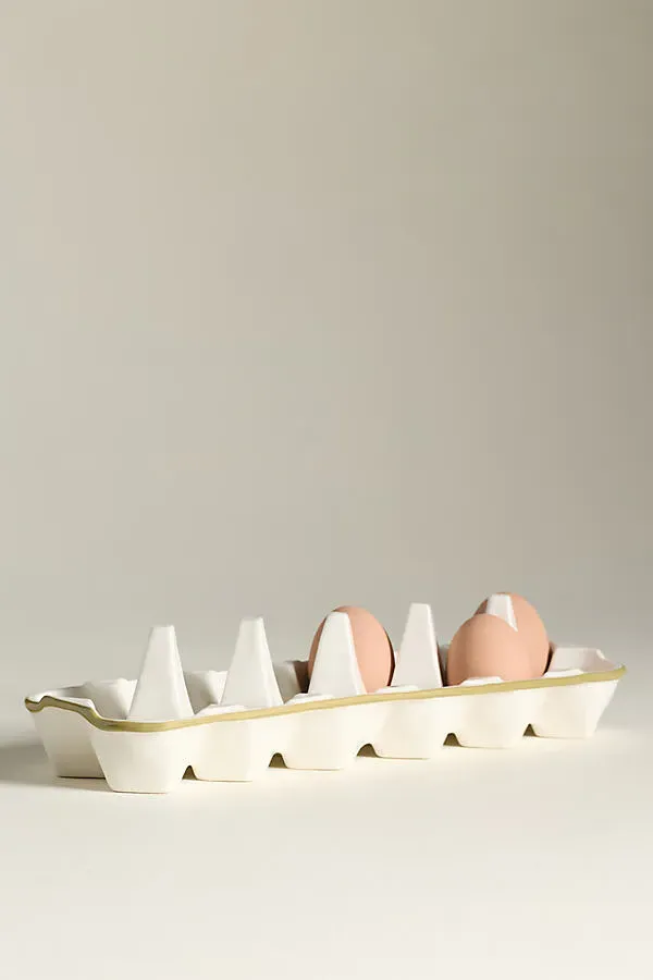 Linnea Ceramic Egg Crate - White by Anthropologie