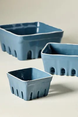 Linnea Large Berry Basket - Blue, Stoneware by Anthropologie, image 2