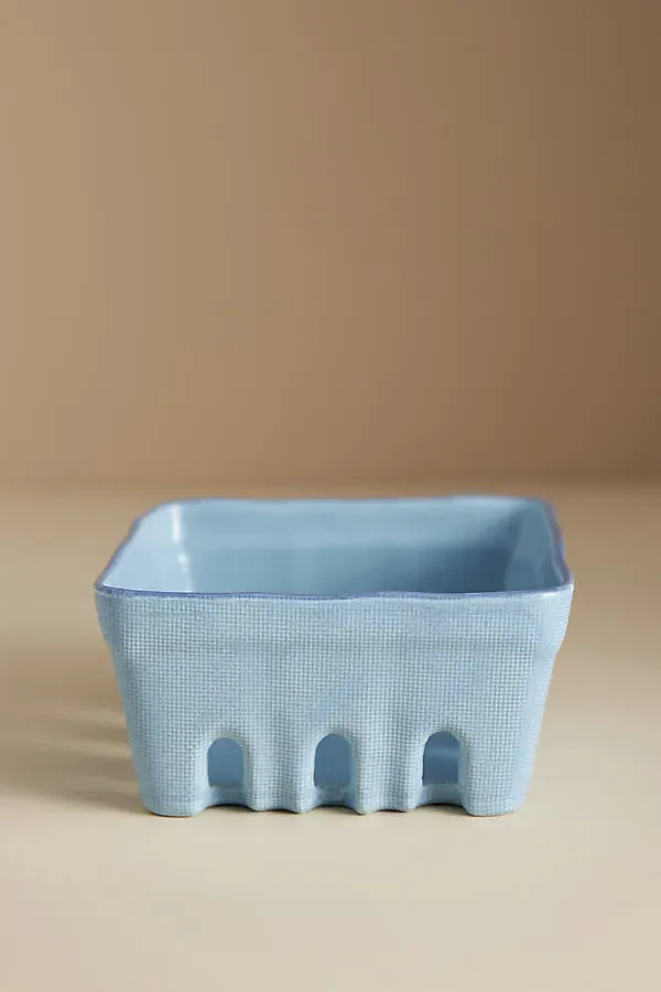 Linnea Medium Fruit Basket - Blue, Stoneware by Anthropologie