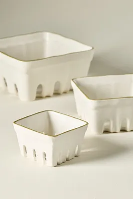 Linnea Small Berry Basket - White, Stoneware by Anthropologie, image 2