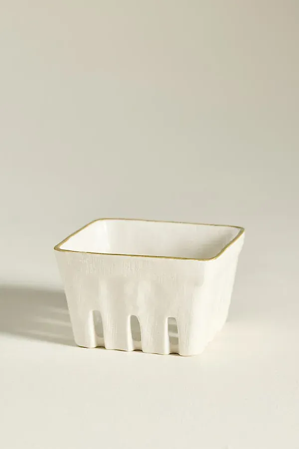 Linnea Small Berry Basket - White, Stoneware by Anthropologie