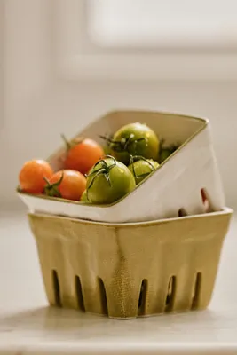 Linnea Small Fruit Basket - Green, Stoneware by Anthropologie, alternate view