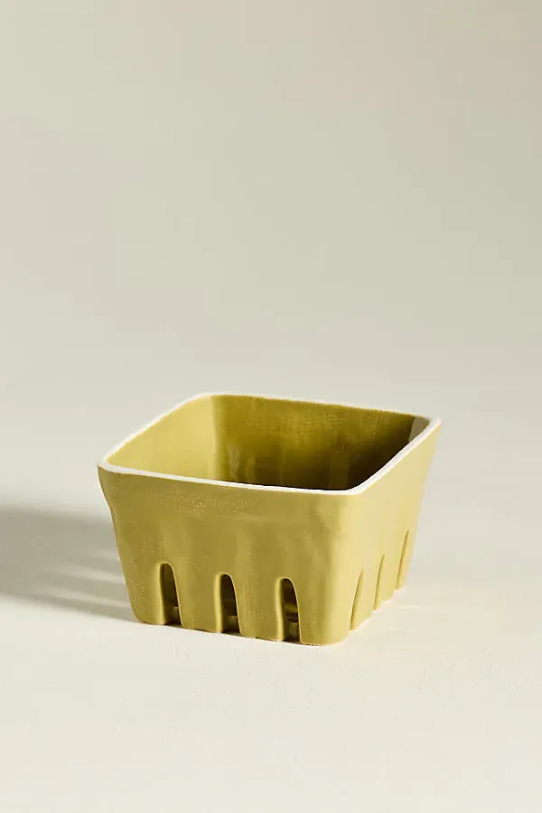 Linnea Small Fruit Basket - Green, Stoneware by Anthropologie