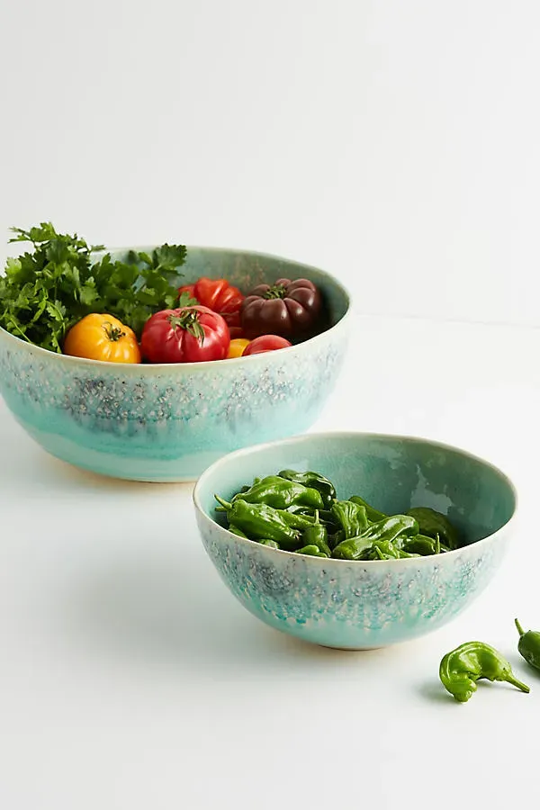 Lise Stoneware Serving Bowl - Blue by Anthropologie