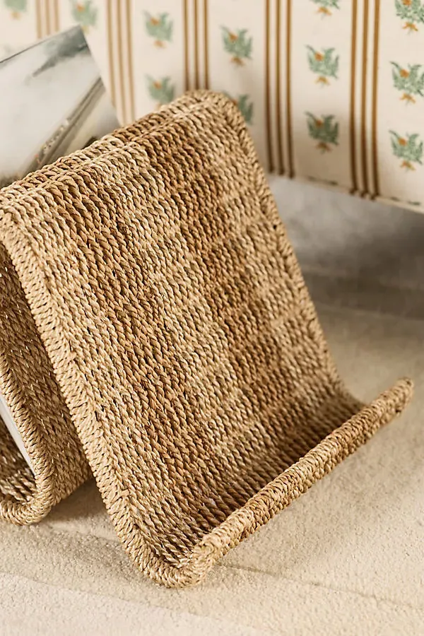 Lisette Wavy Stripe Magazine Holder - Beige, Seagrass product