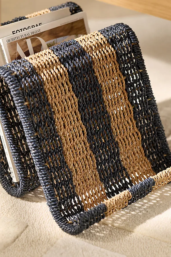 Lisette Wavy Stripe Magazine Holder - Blue, Seagrass product