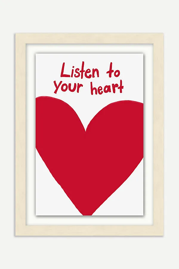 Listen to Your Heart Wall Art - Red, Matte Paper product