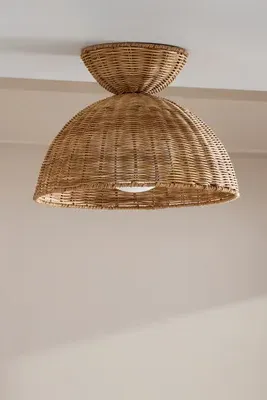 Liz Rattan Flush Mount - Beige, Rattan product
