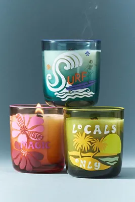 Locals Only Bonfire Beach Small Glass Candle - Green product