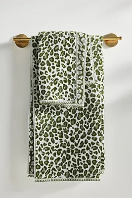 Lola Leopard Bath Towel Collection - Green, Cotton product