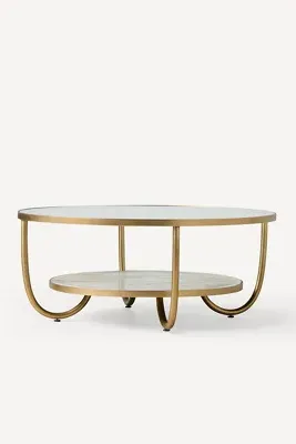 Loring Marble Round Coffee Table - Brown, Glass alternate view