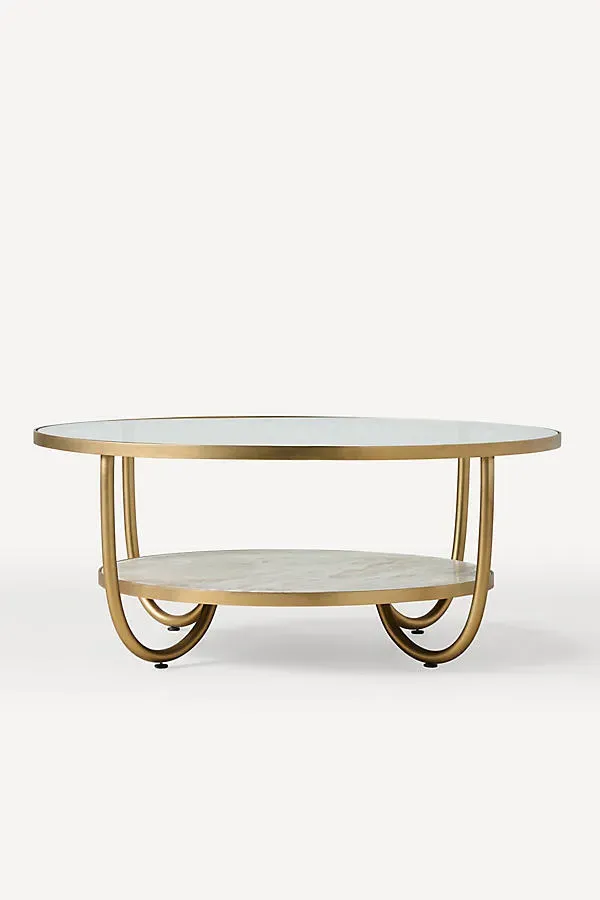 Loring Marble Round Coffee Table - Brown, Glass product