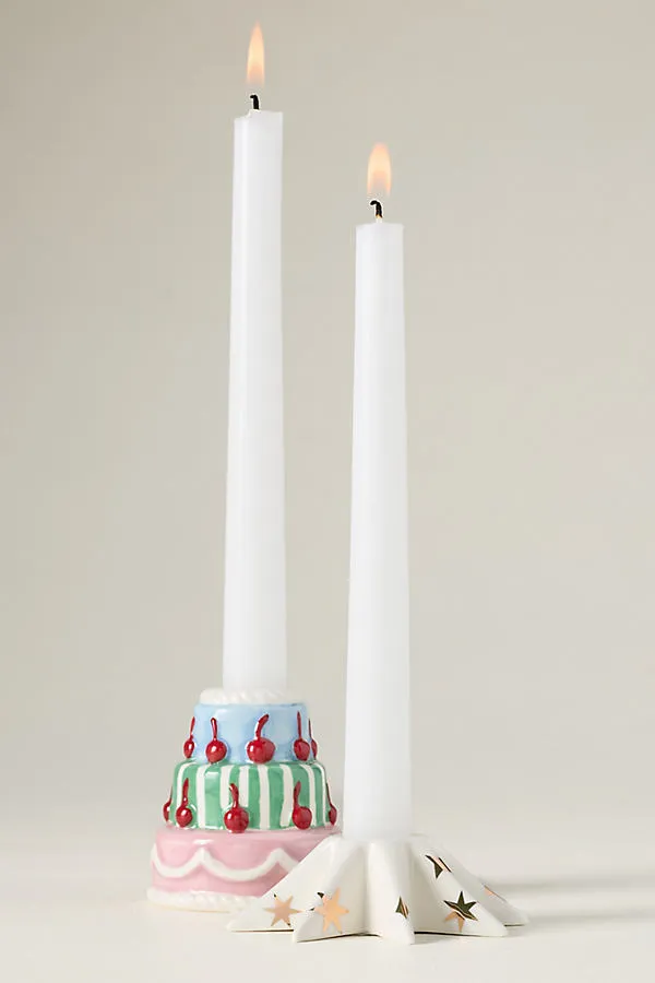 Lotta Icon Candle Holder - Pink, Stoneware by Anthropologie