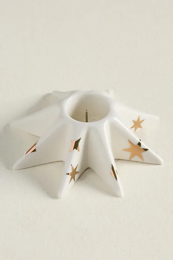 Lotta Icon Candle Holder - White, Stoneware by Anthropologie, image 2