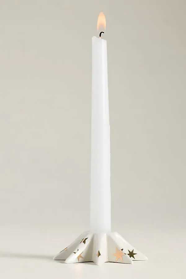 Lotta Icon Candle Holder - White, Stoneware by Anthropologie