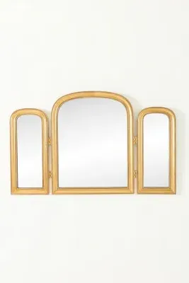 Louie Beaded Gold Arch Triptych Mirror product
