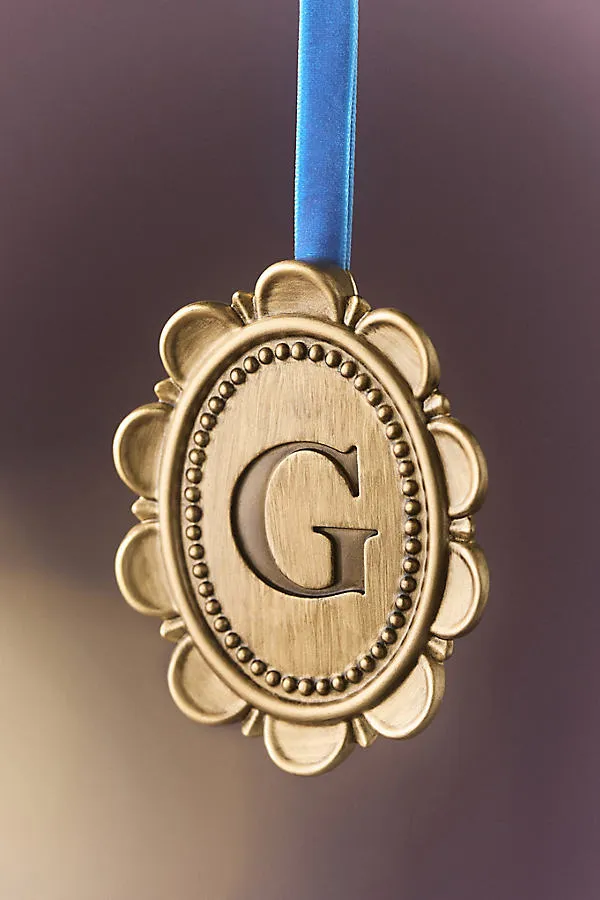 Louisa Monogram Ornament - Gold, Resin by Anthropologie