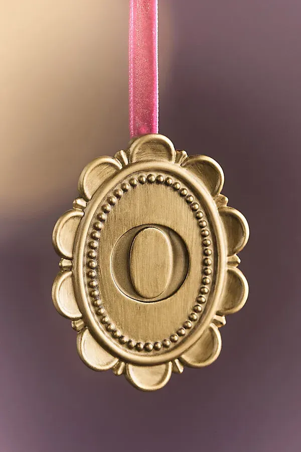 Louisa Monogram Ornament - Gold, Resin by Anthropologie