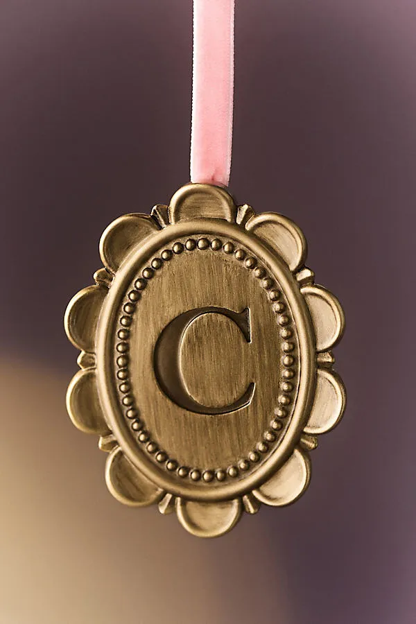Louisa Monogram Ornament - Gold, Resin by Anthropologie