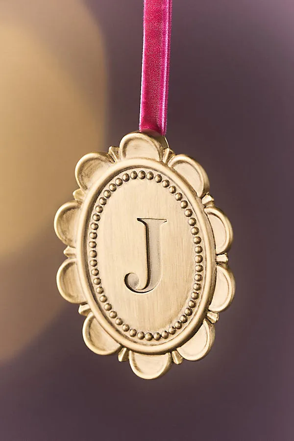 Louisa Monogram Ornament - Gold, Resin by Anthropologie