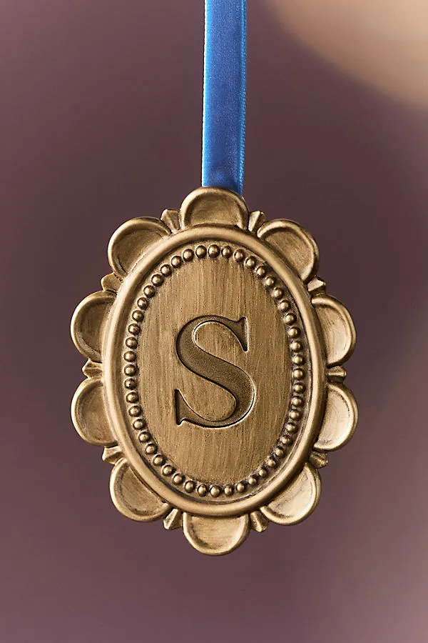 Louisa Monogram Ornament - Gold, Resin by Anthropologie