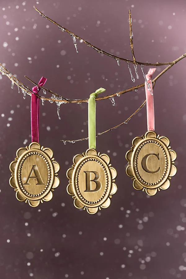 Louisa Monogram Ornament - Gold, Resin by Anthropologie, image 2