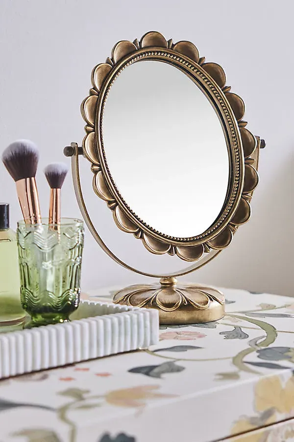Louisa Scalloped Tabletop Vanity Mirror - Gold product