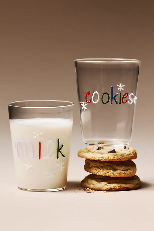 Love Notes Milk & Cookies Juice Glasses Set of 2 by Anthropologie