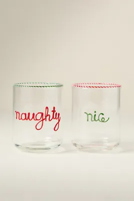 Love Notes Naughty/Nice Juice Glass Set of 2 by Anthropologie, alternate view